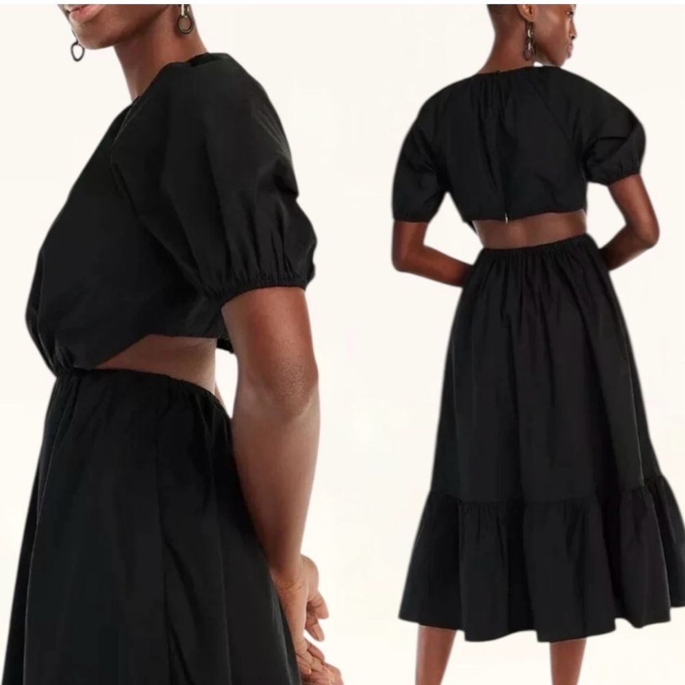 J. Crew Black Backless Dress with Puff Sleeves